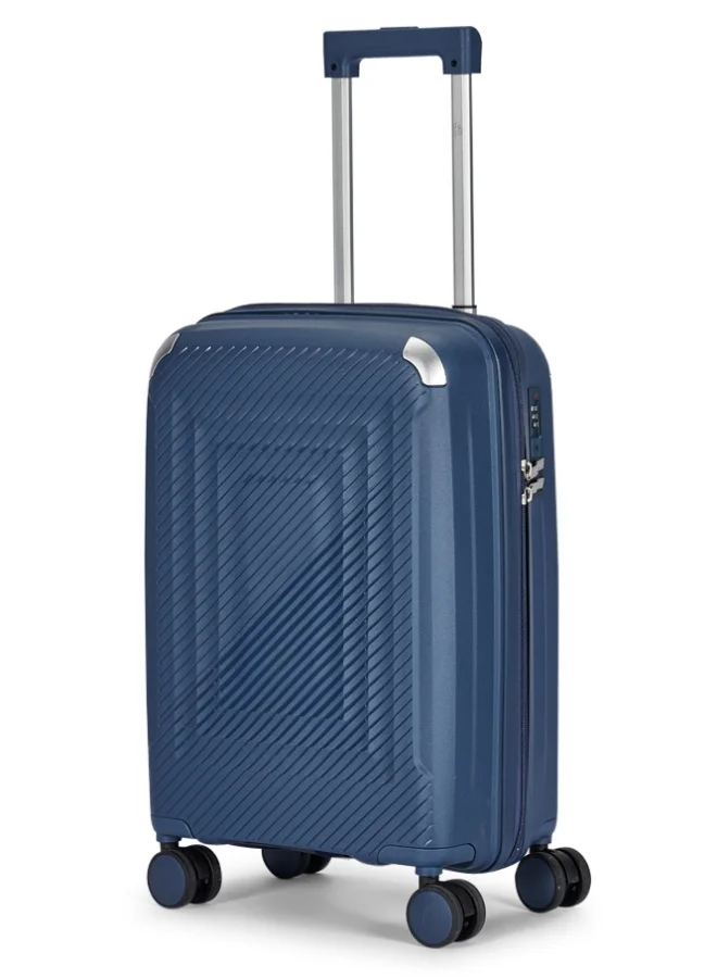 LIMRA Travel Bags 3-Piece Hard Shell Luggage Set Durable Polypropylene Suitcases with Spinner Wheels Dark Blue